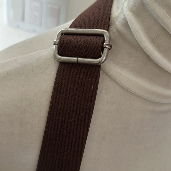 HOBO BLACK LEATHER VINTAGE CROSSBODY BROWN CANVAS STRAP